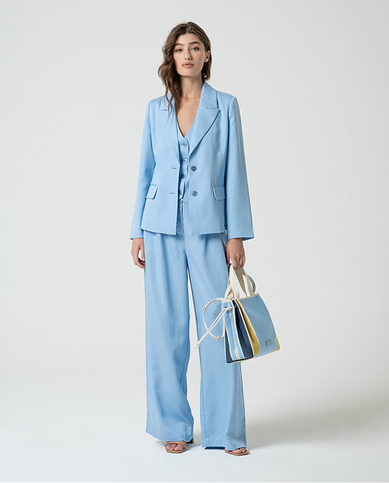 surkana Blazer cruzada lisa Azul Oferta especial de fábrica