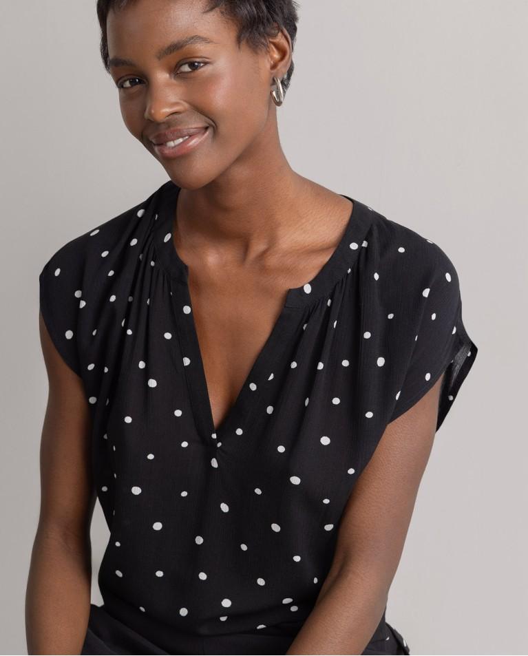 surkana Blusa amplia con lunares Negro
