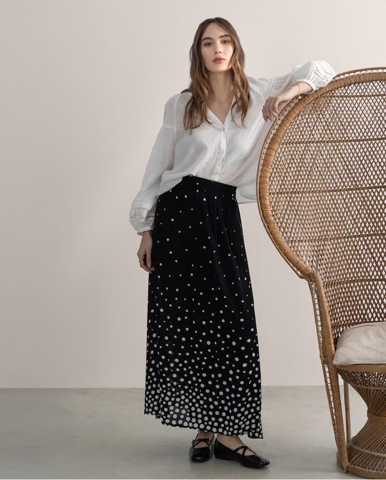 surkana Falda midi estampado lunares Negro