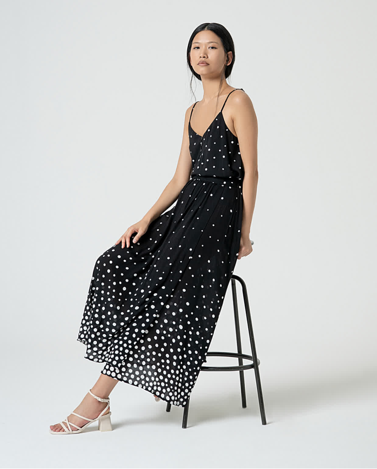 surkana Falda midi estampado lunares Negro Superdescuento