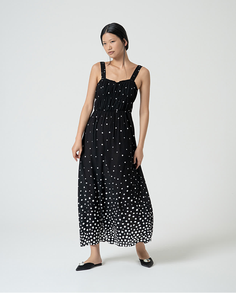 surkana Vestido de tirantes estampado lunares Negro