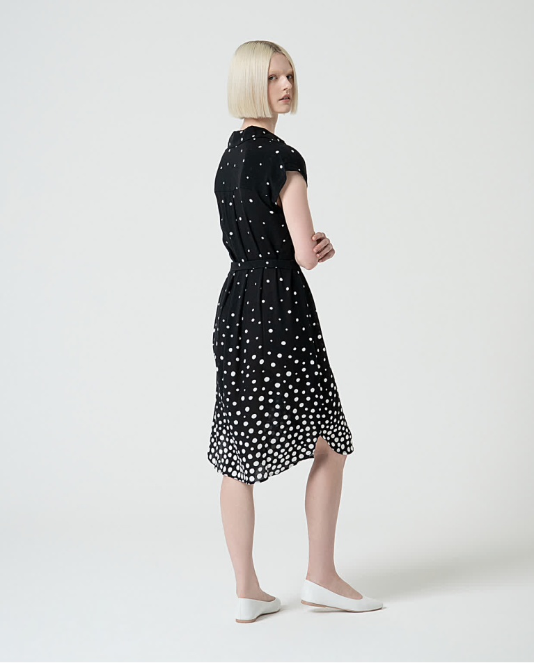 surkana Vestido camisero corto estampado lunares Negro Liquidación