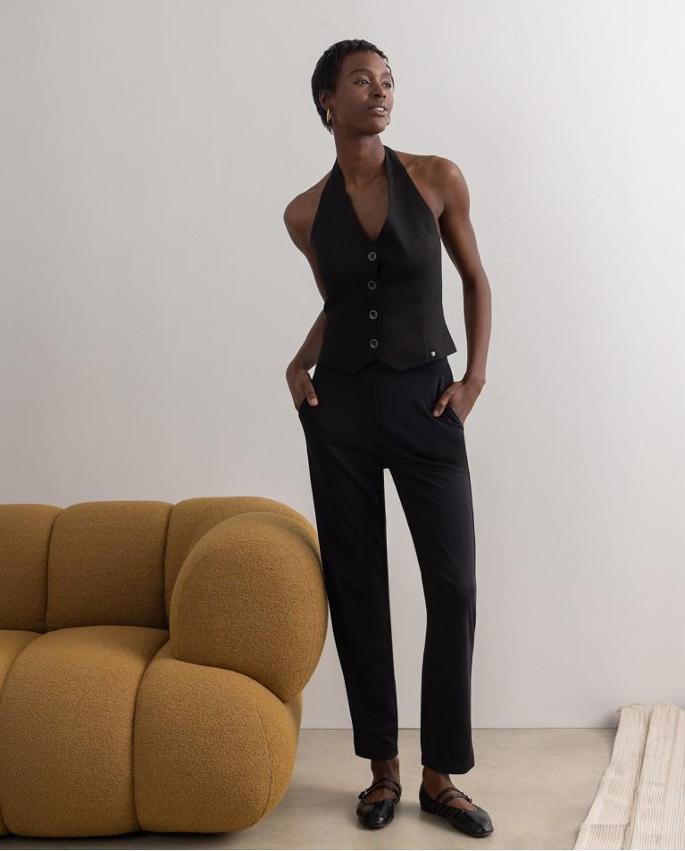 surkana Pantalón pitillo elástico liso Negro