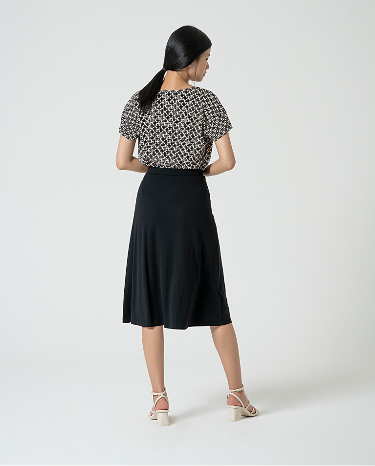 surkana Falda midi elástica lisa Negro Precios de Black Friday