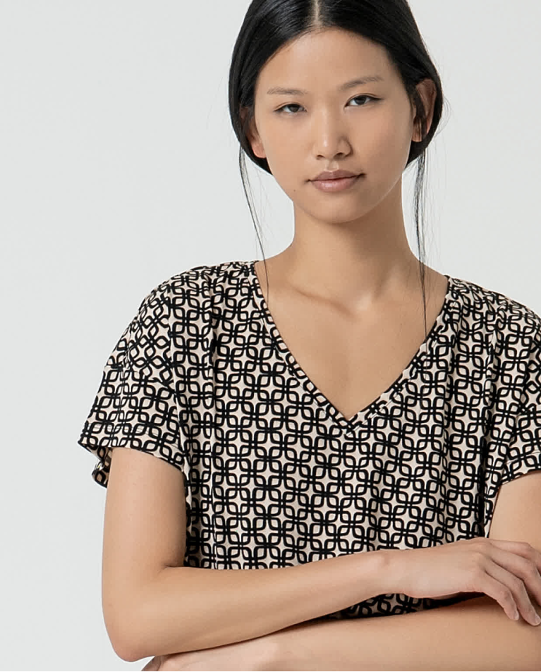 surkana Camiseta elástica estampada Negro Libre de impuestos