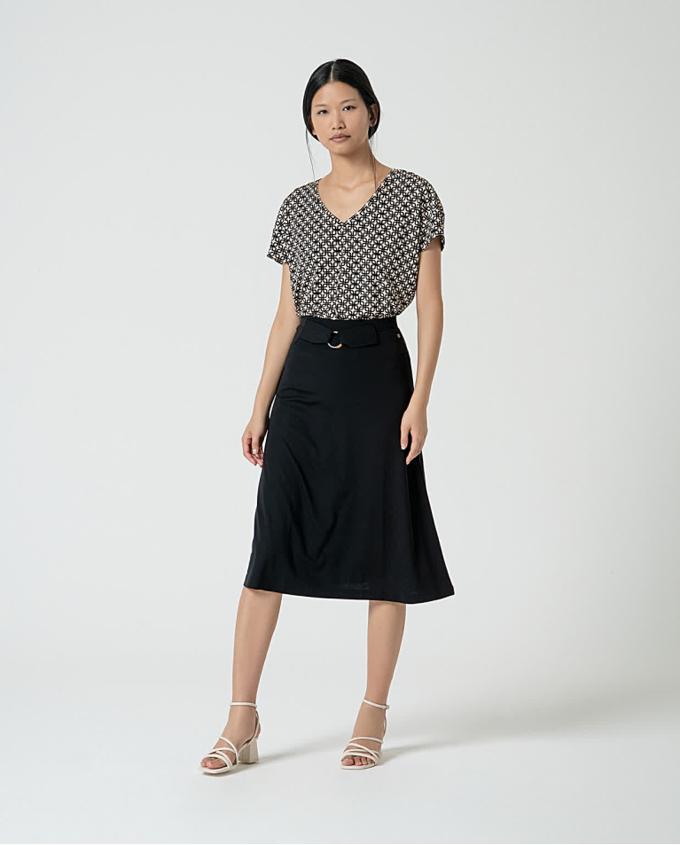 surkana Camiseta elástica estampada Negro Libre de impuestos