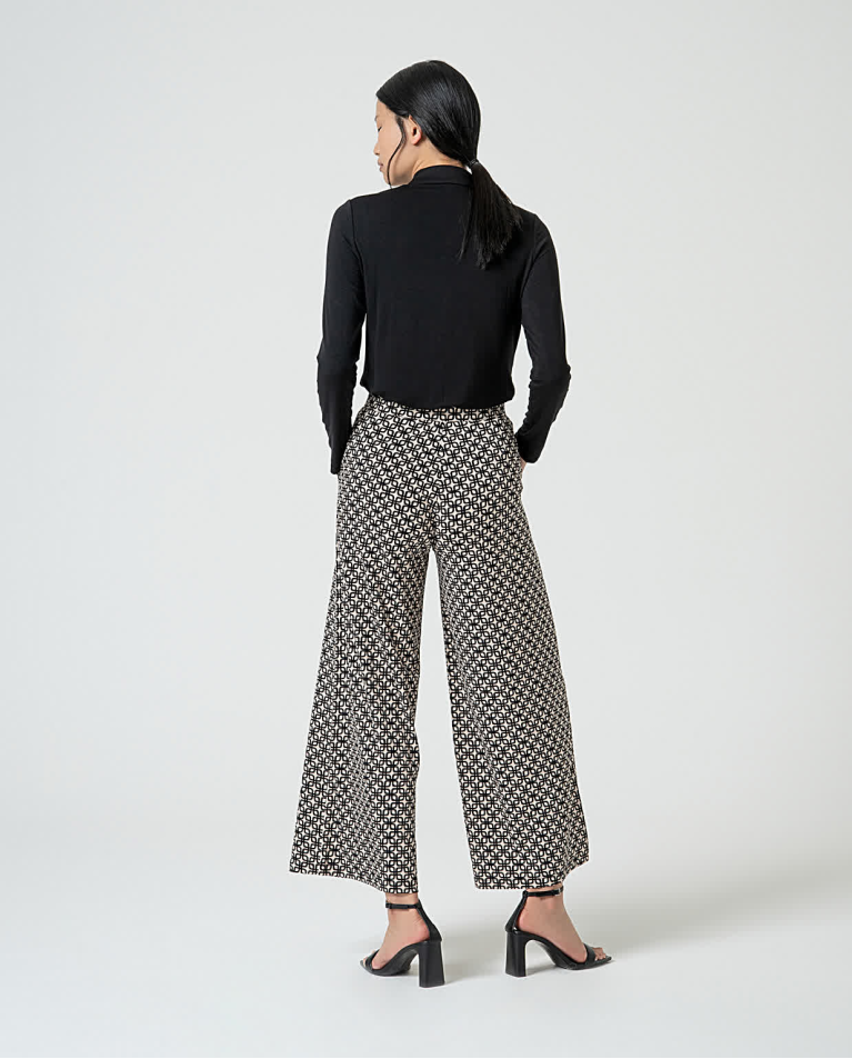 surkana Pantalón culotte elástico estampado Negro Oferta exclusiva