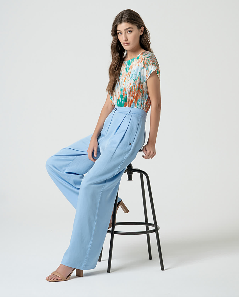 surkana Pantalón sastre liso Azul Ofertas especiales