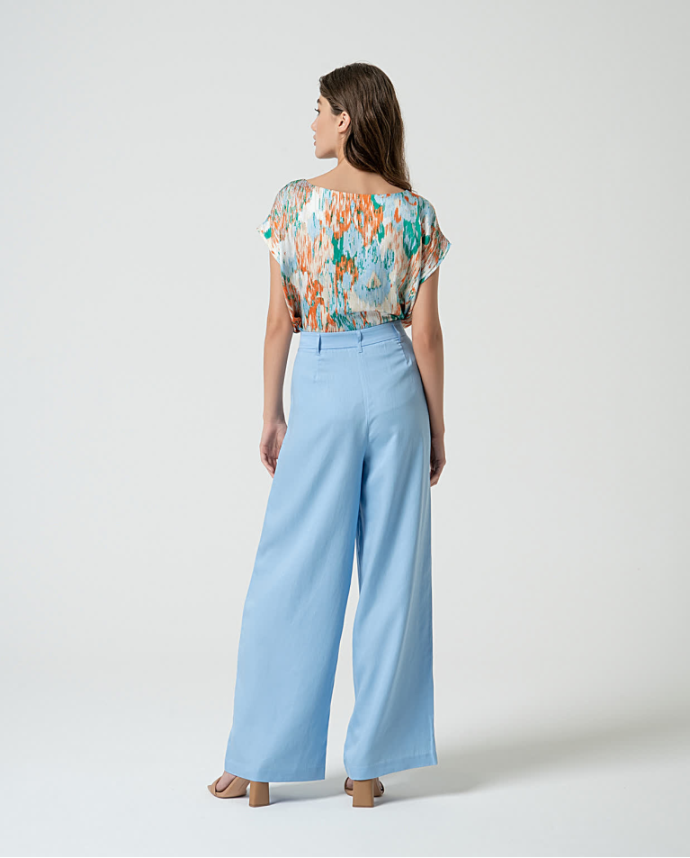 surkana Pantalón sastre liso Azul Ofertas especiales