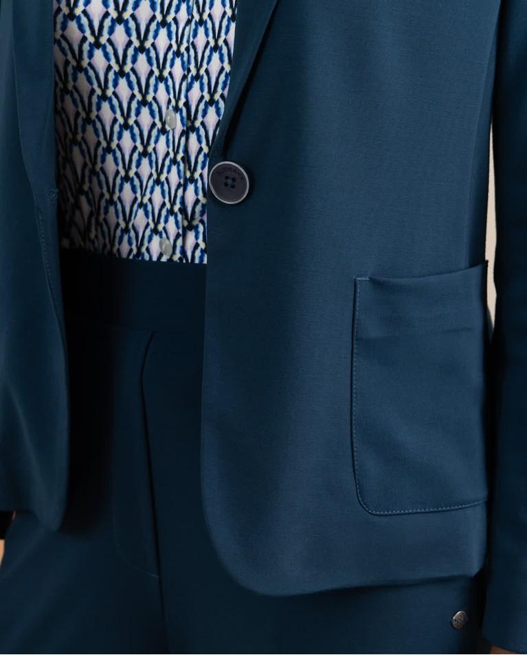 surkana Blazer cruzada lisa Azul petróleo Rebajas de fin de temporada