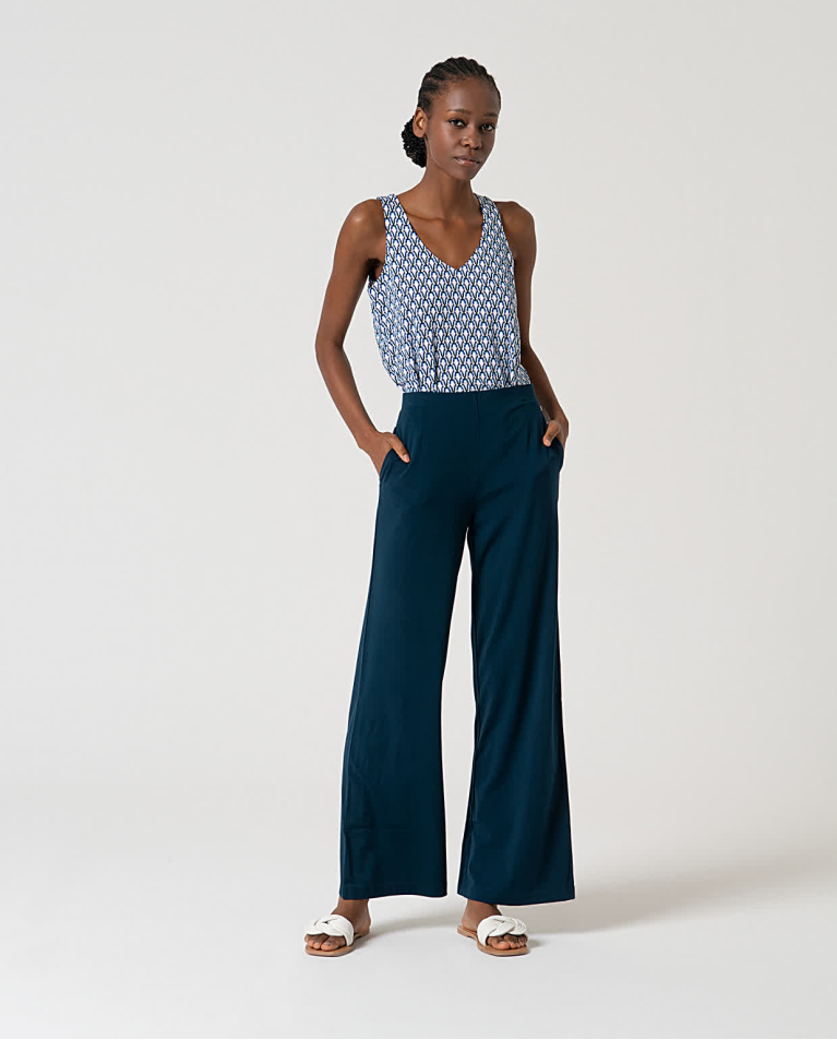 surkana Pantalón recto elástico liso Azul petróleo