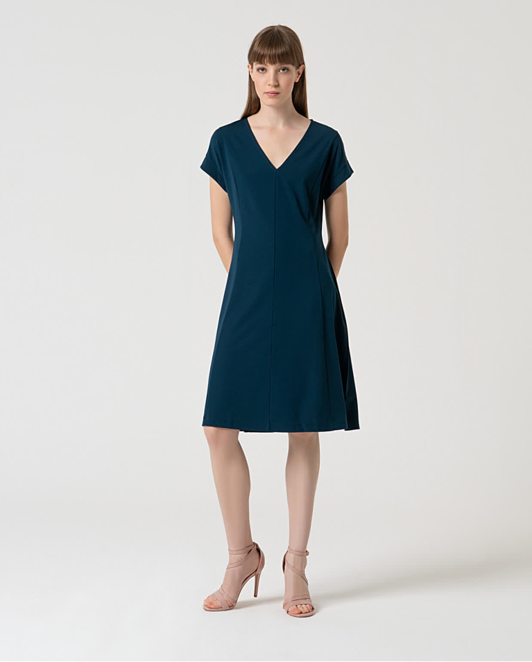 surkana Vestido elástico básico liso Azul petróleo