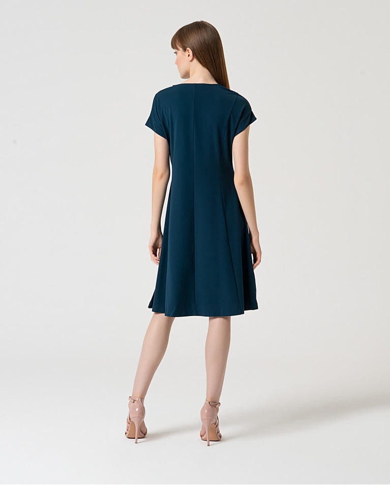 surkana Vestido elástico básico liso Azul petróleo Outlet