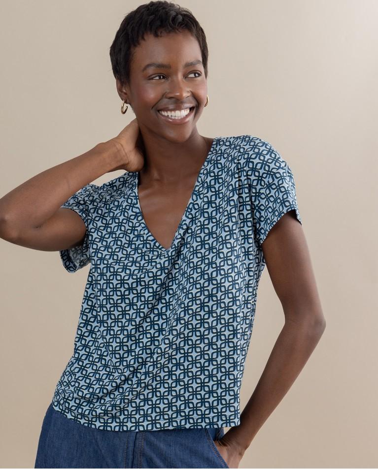 surkana Camiseta elástica estampada Azul Outlet online