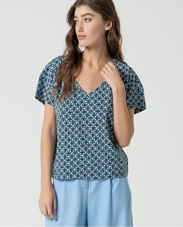 surkana Camiseta elástica estampada Azul Outlet online