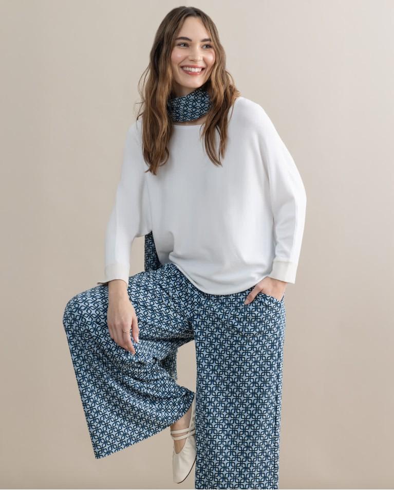 surkana Pantalón culotte elástico estampado Azul Rebajas