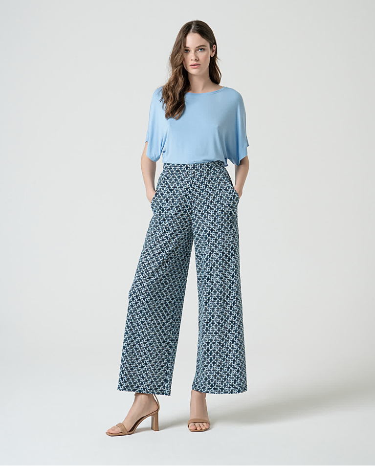 surkana Pantalón culotte elástico estampado Azul Rebajas