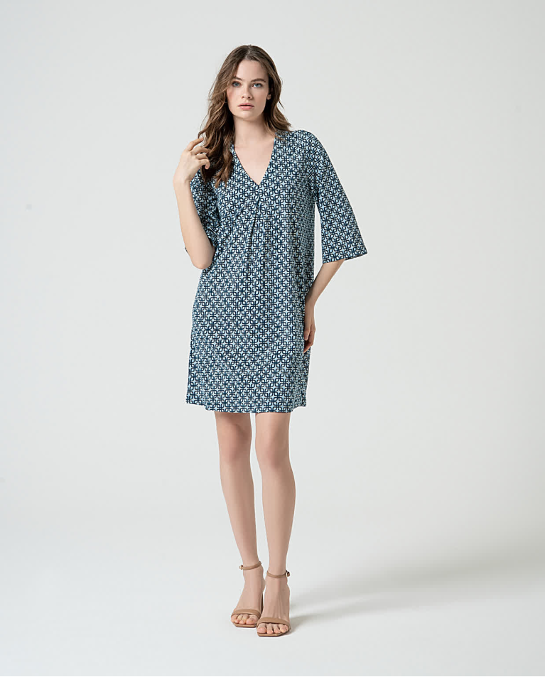 surkana Vestido corto elástico estampado Azul