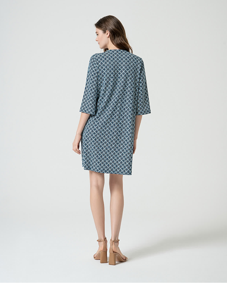 surkana Vestido corto elástico estampado Azul Ofertas