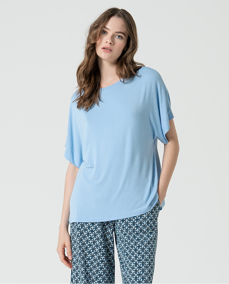 surkana Camiseta elástica bamboo lisa Azul celeste
