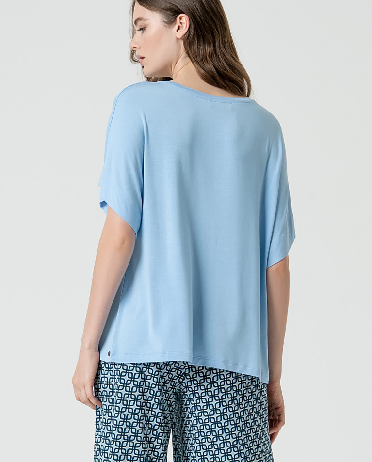 surkana Camiseta elástica bamboo lisa Azul celeste En oferta