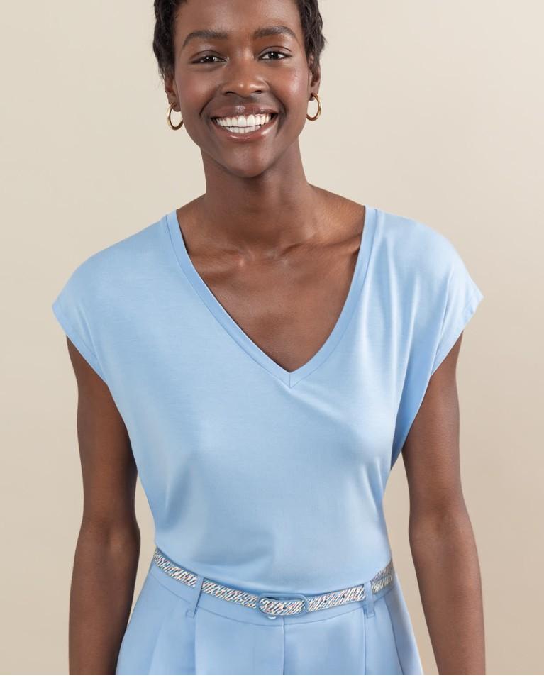 surkana Camiseta sin mangas bamboo lisa Azul celeste Gran oferta