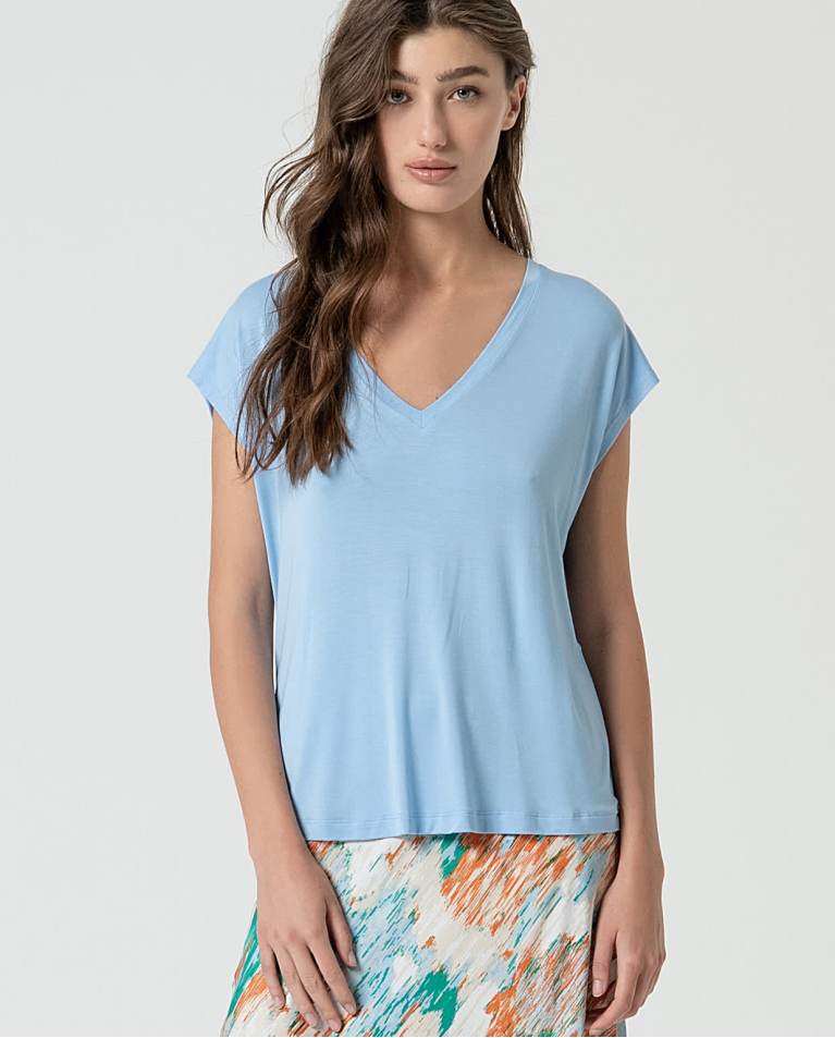 surkana Camiseta sin mangas bamboo lisa Azul celeste Gran oferta