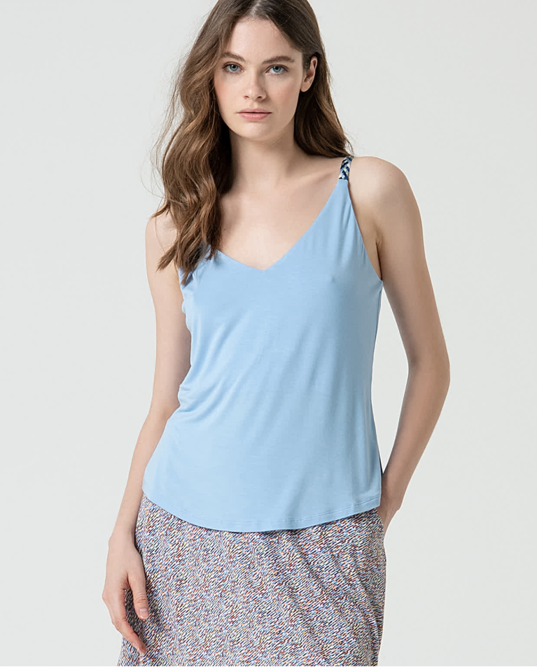 surkana Top tirantes bamboo con fornitura Azul celeste Rebajas baratas