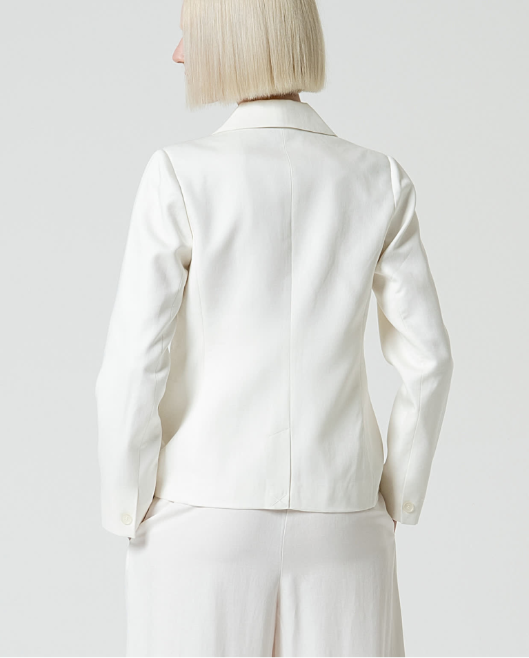 surkana Blazer cruzada lisa Blanco Descuento