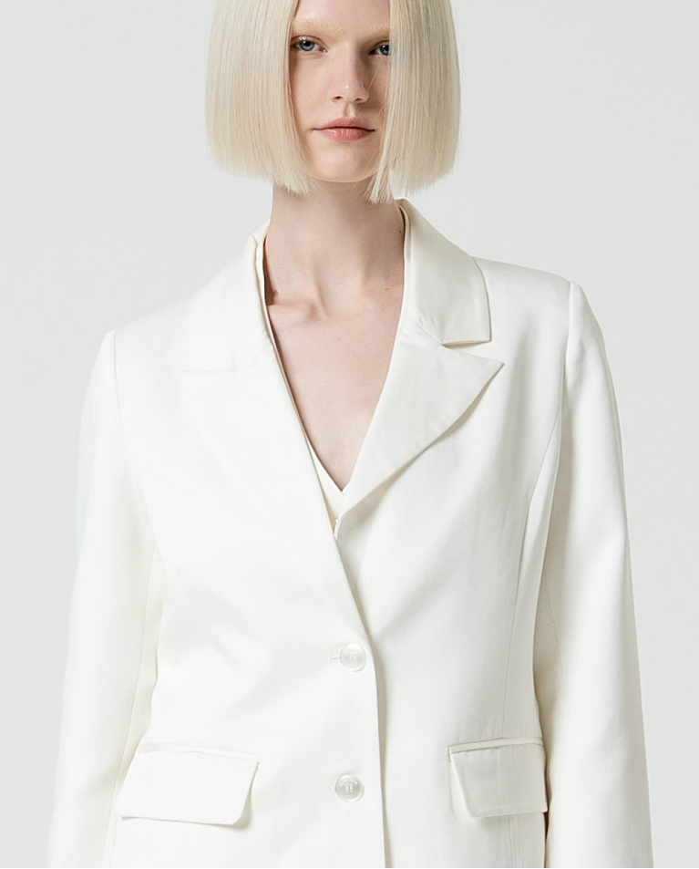surkana Blazer cruzada lisa Blanco Descuento