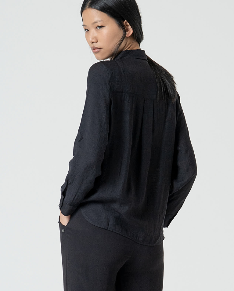 surkana Camisa con bordados perforados lisa Negro Rebajas online
