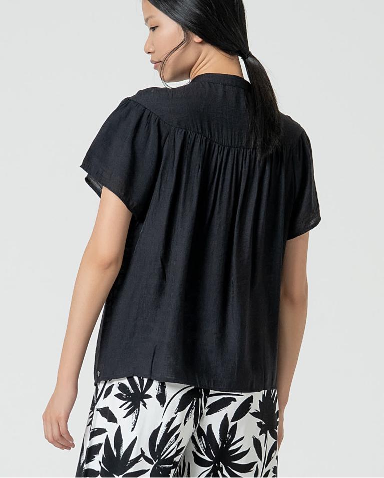 surkana Blusa bordados perforados lisa Negro Rebajas top