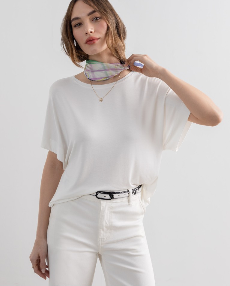surkana Camiseta elástica bamboo lisa Blanco Oferta especial