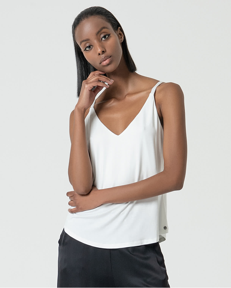 surkana Top tirantes bamboo con fornitura Blanco