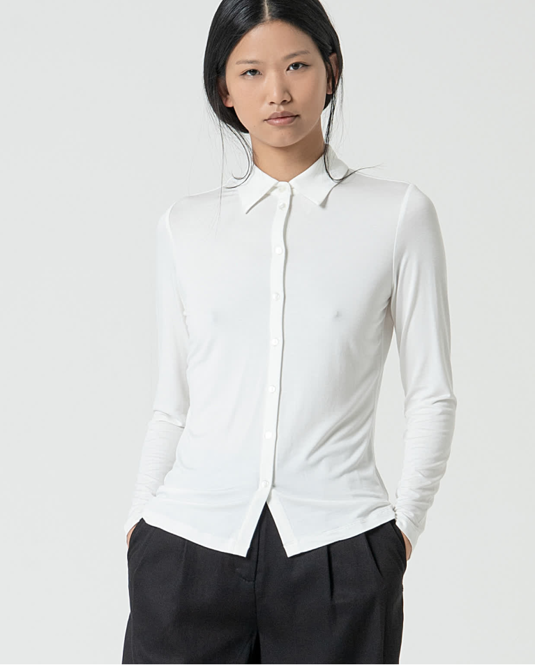 surkana Camisa básica bamboo lisa Blanco