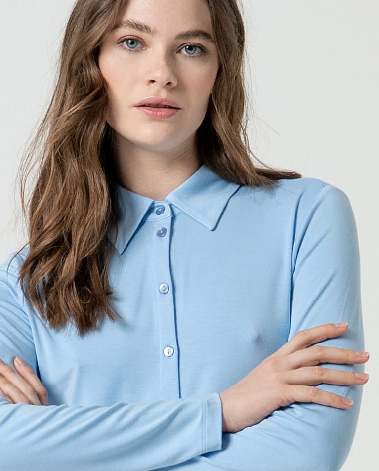 surkana Camisa básica bamboo lisa Azul celeste Último día