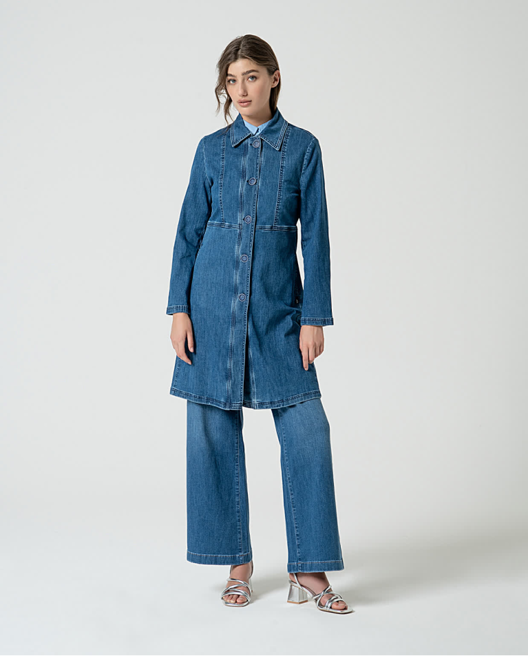 surkana Chaqueta denim larga Azul