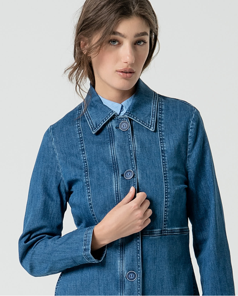 surkana Chaqueta denim larga Azul Precio de fábrica