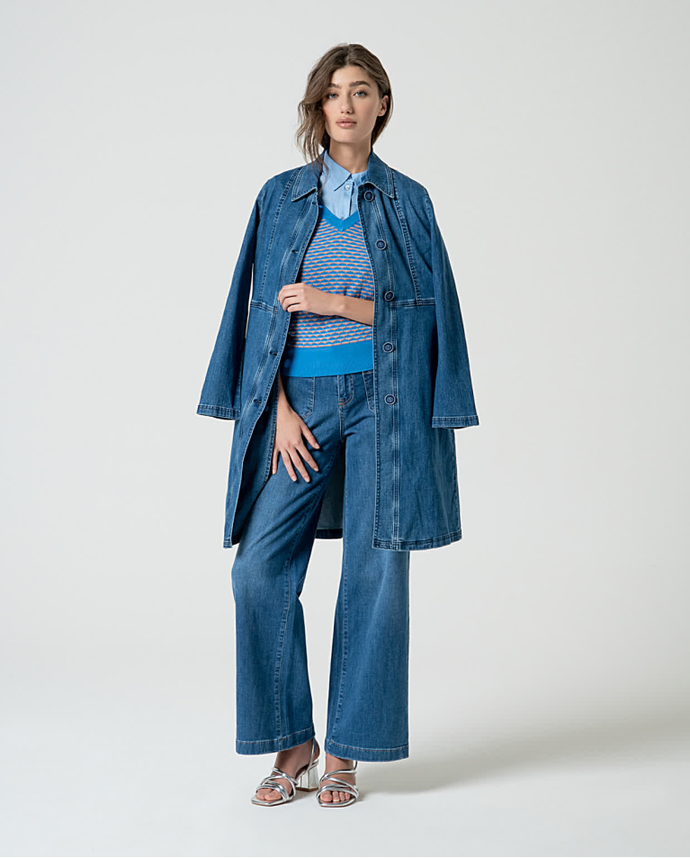 surkana Chaqueta denim larga Azul Precio de fábrica