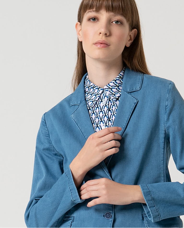 surkana Blazer cruzada denim Azul celeste Promoción por tiempo limitado