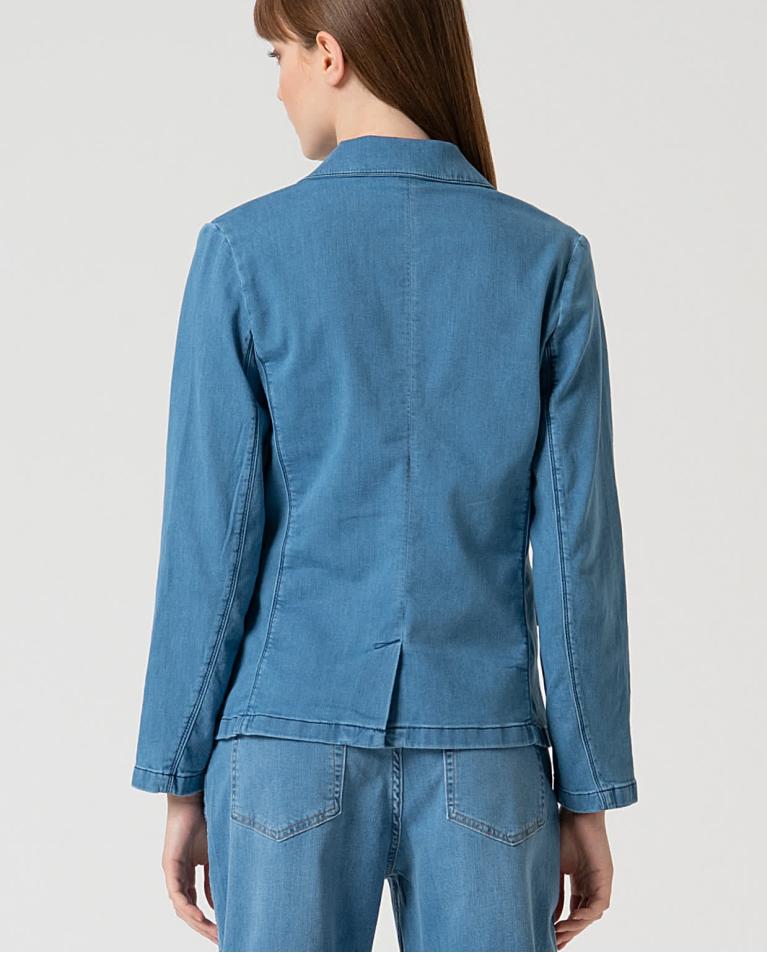 surkana Blazer cruzada denim Azul celeste Promoción por tiempo limitado