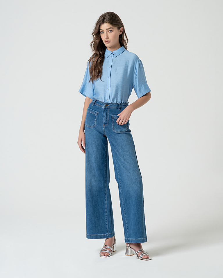 surkana Jeans denim wide leg Azul Solo hoy