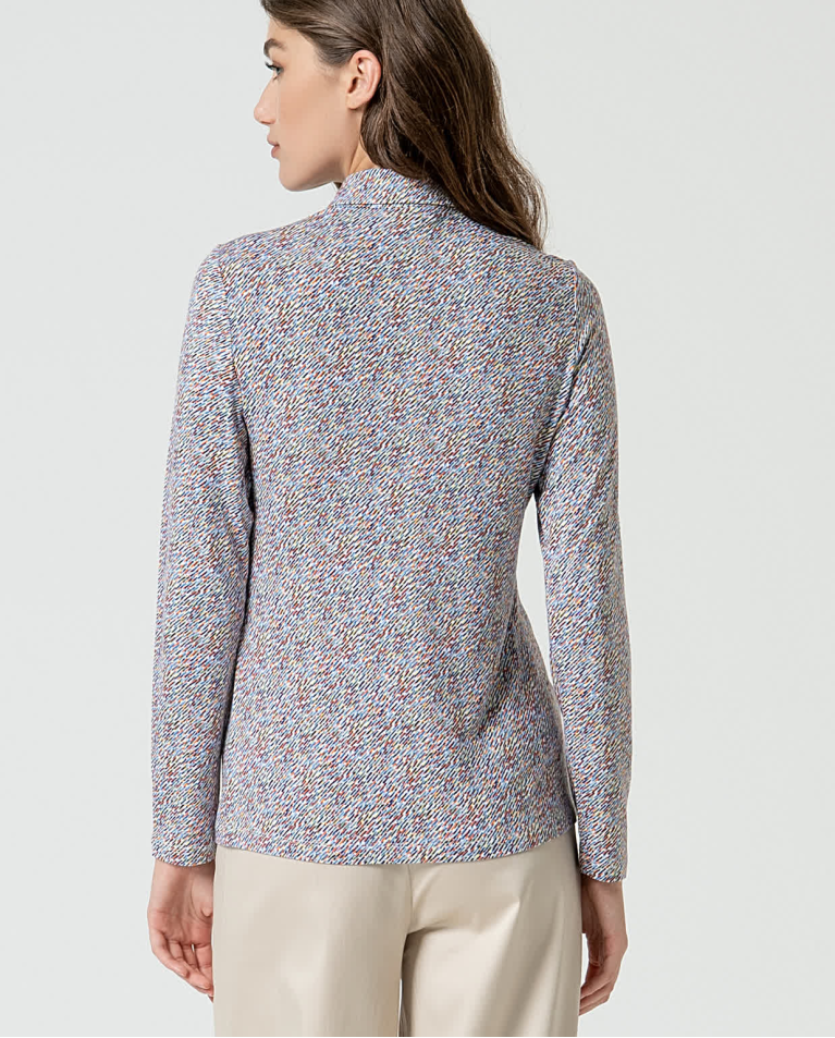 surkana Camisa elástica manga larga estampada Azul Grandes descuentos