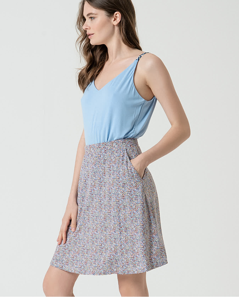 surkana Falda corta elástica estampada Azul Liquidación