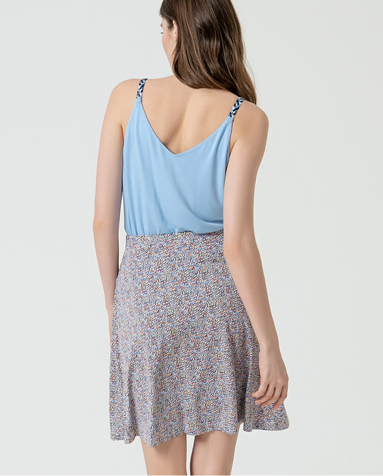 surkana Falda corta elástica estampada Azul Liquidación