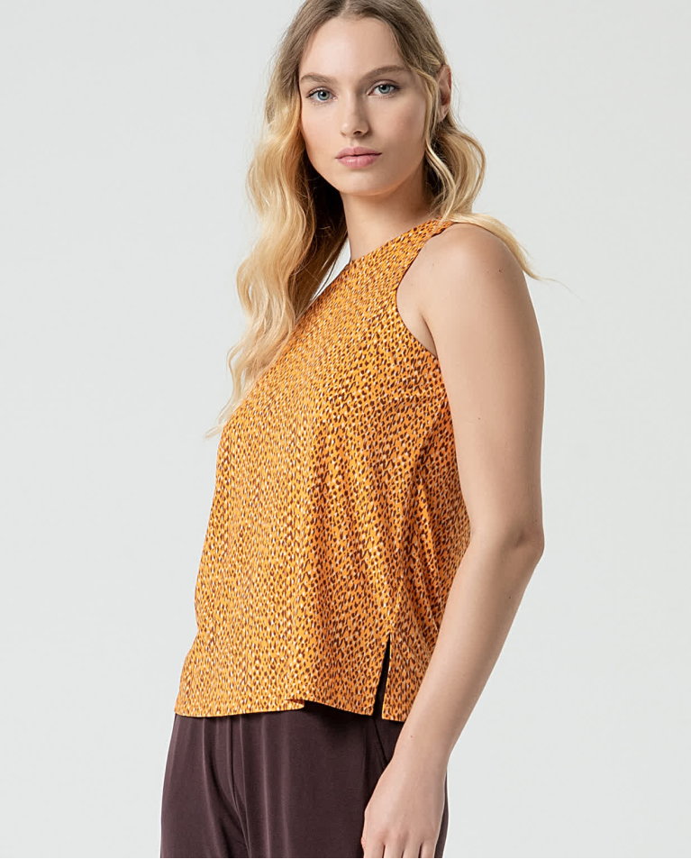 surkana Top elástico sin mangas estampado Amarillo Ahorra y exporta