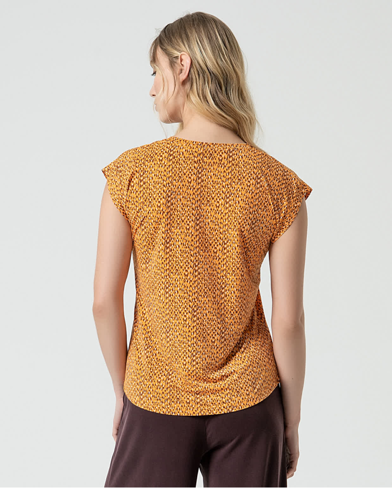 surkana Camiseta elástica escote pico Amarillo Precios de Black Friday