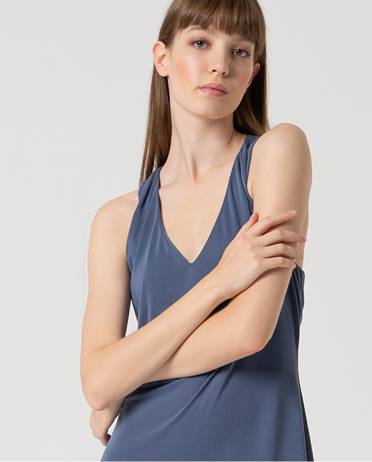 surkana Vestido midi elástico liso Indigo Libre de impuestos