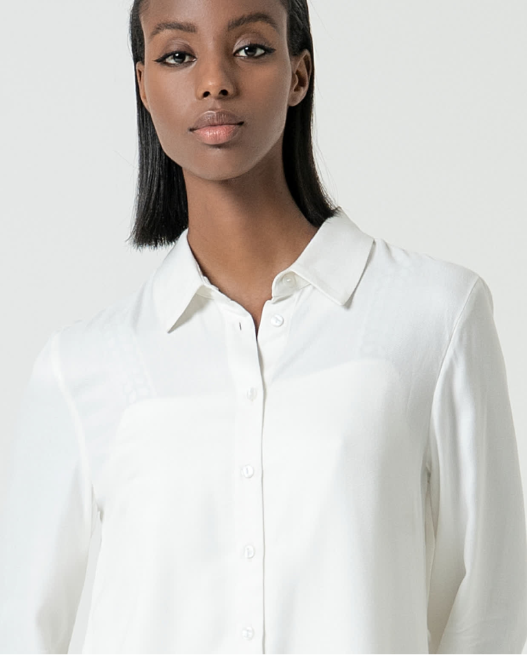 surkana Camisa larga fluida con aberturas Blanco Ofertas especiales