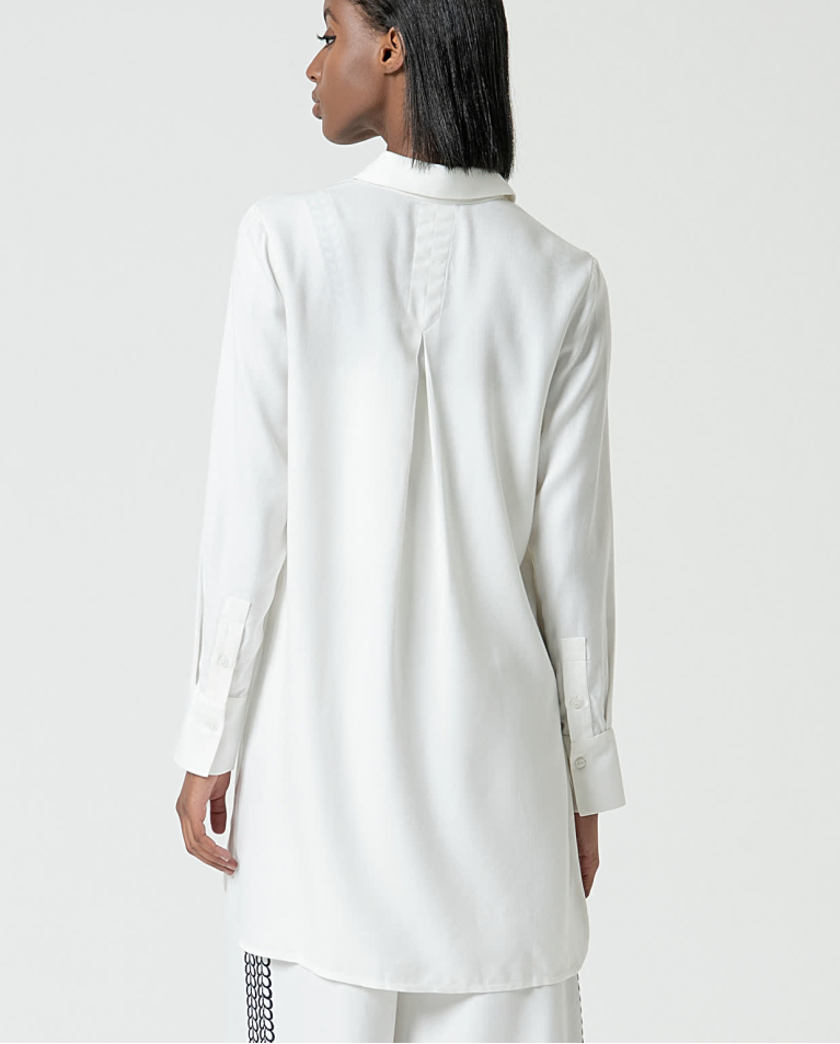 surkana Camisa larga fluida con aberturas Blanco Ofertas especiales